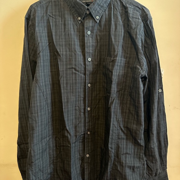 John Varvatos Star USA Cotton Button Down Shirt Men’s Large Charcoal Grey - Picture 1 of 5